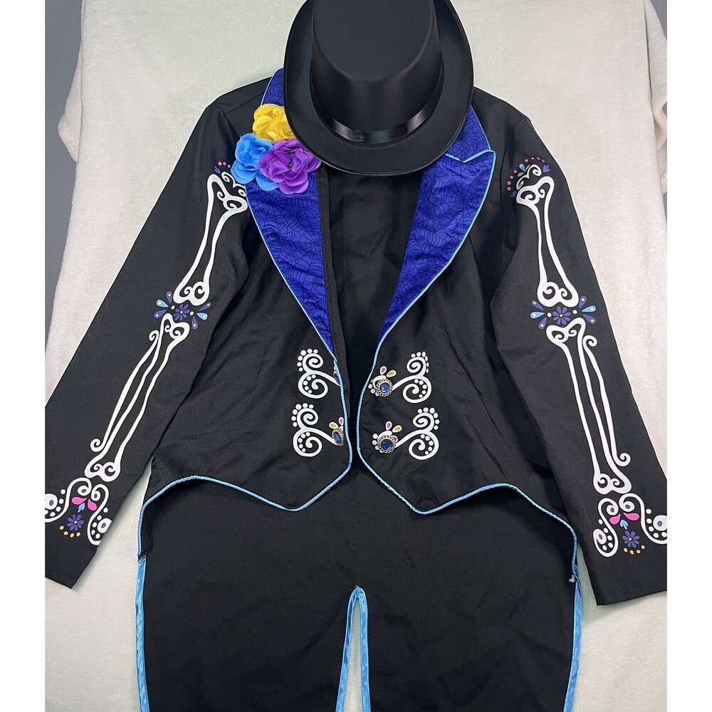 Amscan Men Day of the Dead Mariachi Tuxedo Tailcoat Costume Set Jacket Top Hat